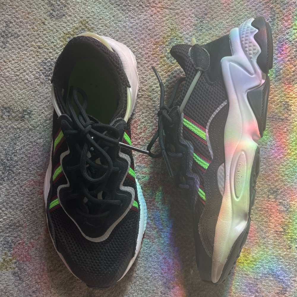 Adidas Women’s Ozweego Sneakers Black Neon Green US 6.5